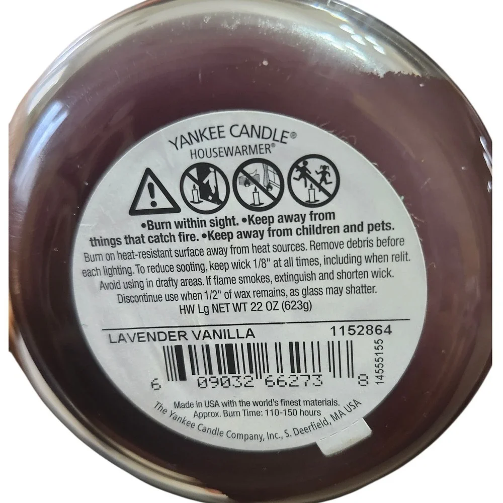 Yankee Candle Housewarmer‎ Lavender Vanilla 22oz Large Jar Never Burned Rare USA